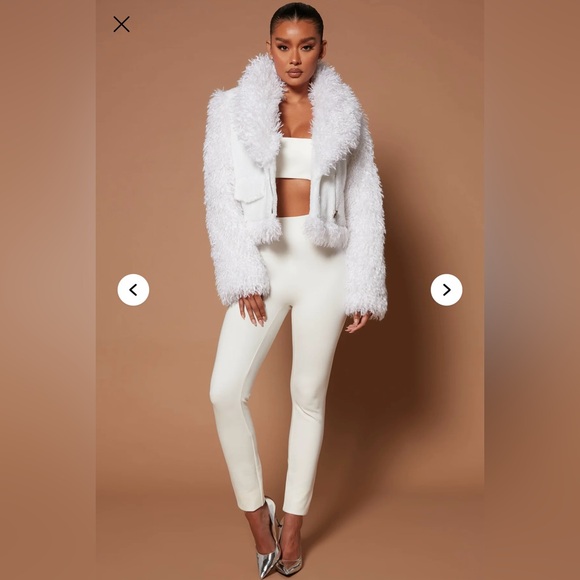 NWT Fashion Nova Cream Teddy Jacket fluffy mob wife attire stylish - Picture 6 of 7